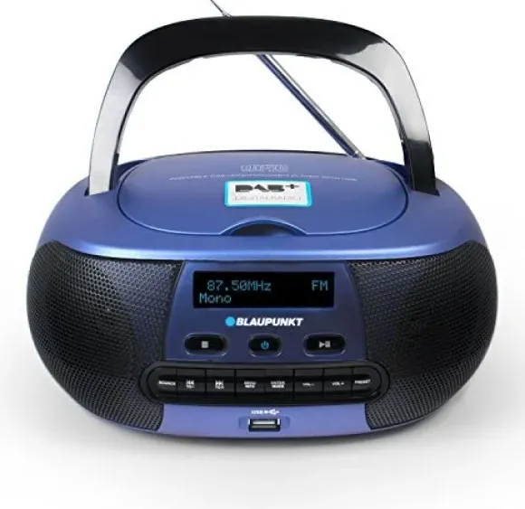 Blaupunkt BD 400 Boom Box z Digital Radio DAB +, RDS, CD Player, AUX IN dla dzieci, USB, MP3 Blau 4056591000871