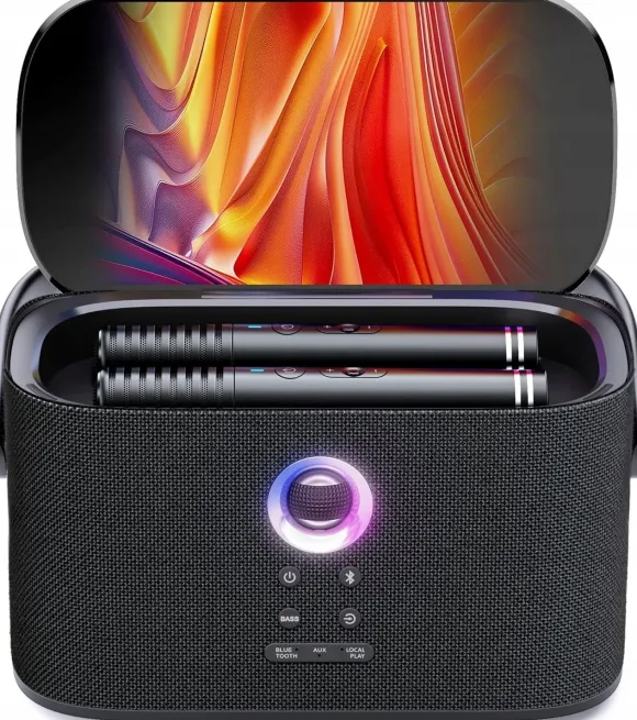 Ikarao zestaw karaoke Głośnik z 2 mikrofonami 140W Bluetooth HDMI