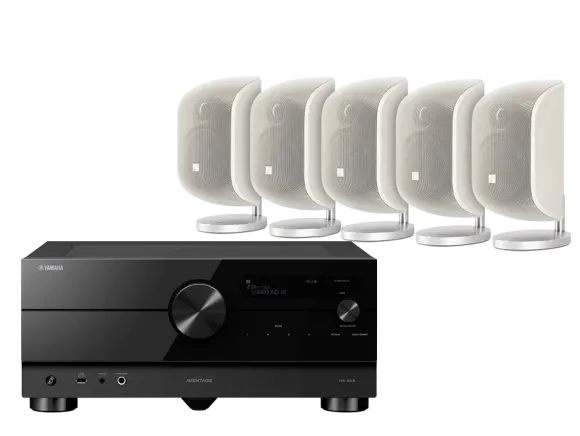 Kino domowe Yamaha RX-A6A czarny + 5 x M-1 biały