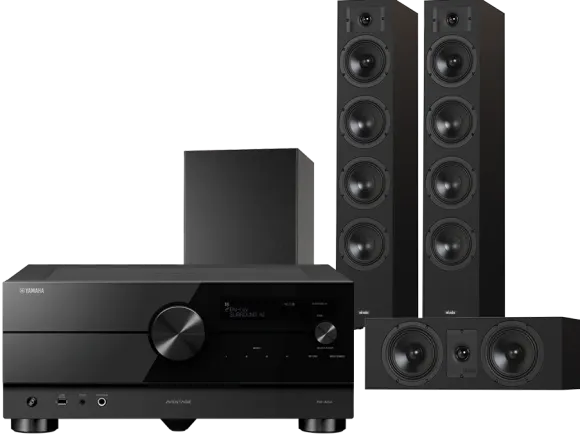 Kino domowe Yamaha RX-A6A (czarny) + Diva 6 + 7 (czarny) + BASSO 880 (czarny)