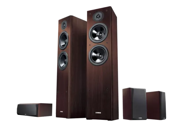 Kino domowe Yamaha RX-V4A (czarny) + NS-F51 (orzech) + NS-P51 (orzech)