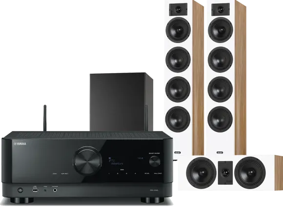 Kino domowe Yamaha RX-V4A (czarny) + Diva 6 + 7 (dąb) + BASSO 880 (czarny)