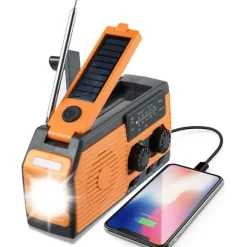 Radio pogodowe zasilane energią słoneczną, awaryjne, z latarką i lampką do czytania, radiem AM/FM/NOAA i powerbankiem o pojemności 2000 mAh