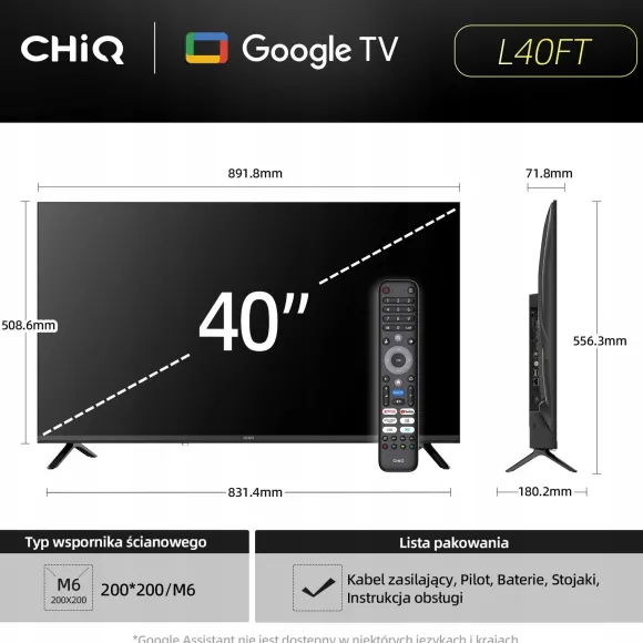 Telewizor CHiQ L40FT TV 40", FHD, smart, Google TV